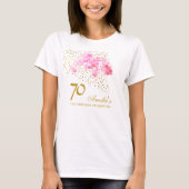 Roze Orchidee Waterverf Gouden Glitter 70ste Verja T-shirt (Voorkant)