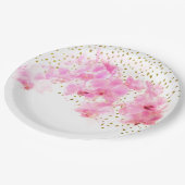 Roze Orchidee Waterverf Gouden Glitter Papieren Bordje (Gekanteld)