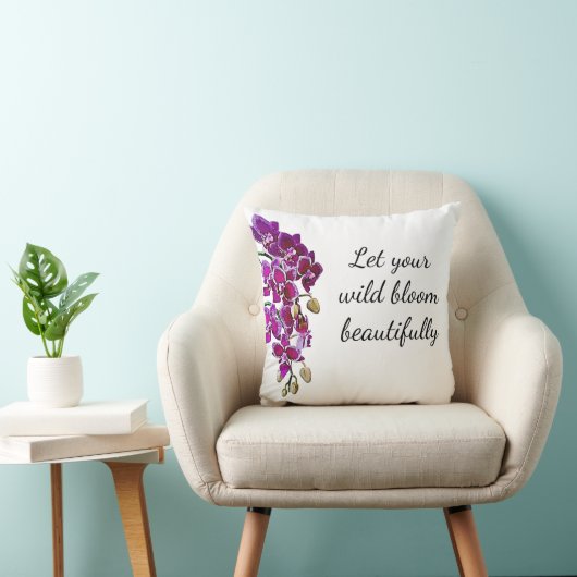 Roze orchidee Waterverf Kussen (Stoel)
