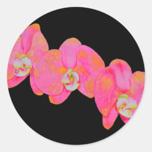 Roze Orchidee waterverf schilderij tropische bloem Ronde Sticker