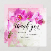 Roze orchidee Waterverf Splash Hartelijk dank Bedankkaart (Voorkant / Achterkant)