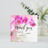 Roze orchidee Waterverf Splash Hartelijk dank Bedankkaart (Staand voorkant)