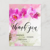 Roze orchidee Waterverf Splash Hartelijk dank Briefkaart (Voorkant)