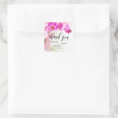 Roze orchidee Waterverf Splash Hartelijk dank Vierkante Sticker (Tas)