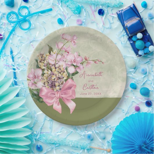 Roze Orchidee Waterverf Trouwpapier Borden Papieren Bordje (Feest)