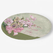 Roze Orchidee Waterverf Trouwpapier Borden Papieren Bordje (Gekanteld)