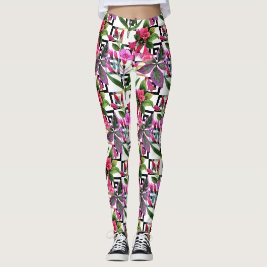 Roze orchidee Waterverf Vrouwen Leggings (Voorkant)