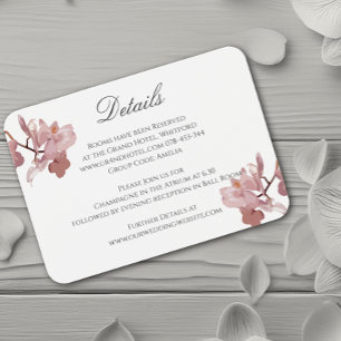 Roze Orchidee Wedding Informatie Kaart