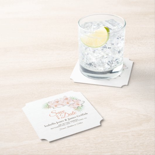 Roze Orchidee Wedding Save the Date Kartonnen Onderzetters (Insitu)