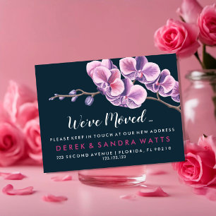 roze orchidee Wijziging van adres we zijn verhuisd Aankondigingskaart