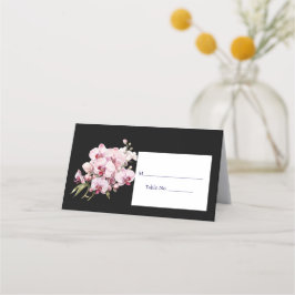 Roze Orchidee Zwart Gast Tafel Nummer Plaatskaart Plaatskaartje
