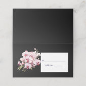 Roze Orchidee Zwart Gasttafel Nummer Plaats Kaart Plaatskaartje (Buitenkant ongevouwen)