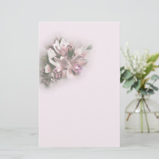 Roze orchideeën 1 briefpapier (Staand voorkant)