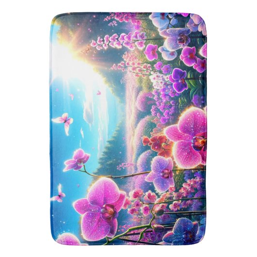 Roze orchideeën badmat (Voorkant Verticaal)