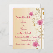 Roze Orchideeën Bewaar de datum Kaart (Voorkant / Achterkant)