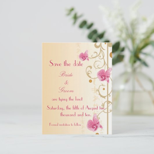 Roze Orchideeën Bewaar de datum Kaart (Staand voorkant)