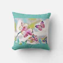 Roze orchideeën bloemen en vlinders