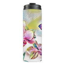 Roze orchideeën bloemen en vlinders
