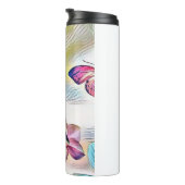 Roze orchideeën bloemen en vlinders thermosbeker (Geroteerd rechts)