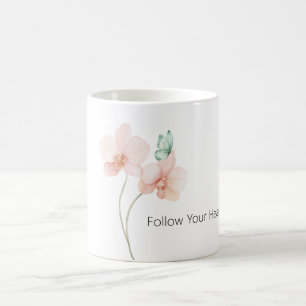 Roze Orchideeën Bloemen Mintgroene Vlinder Koffiemok