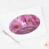 Roze Orchideeën Bloemen Ovale Sticker (Envelop)