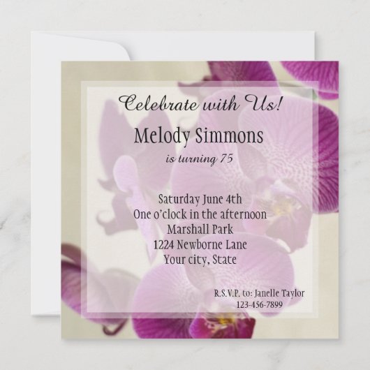 Roze Orchideeën Bloemen Verjaardag Kaart (Achterkant)