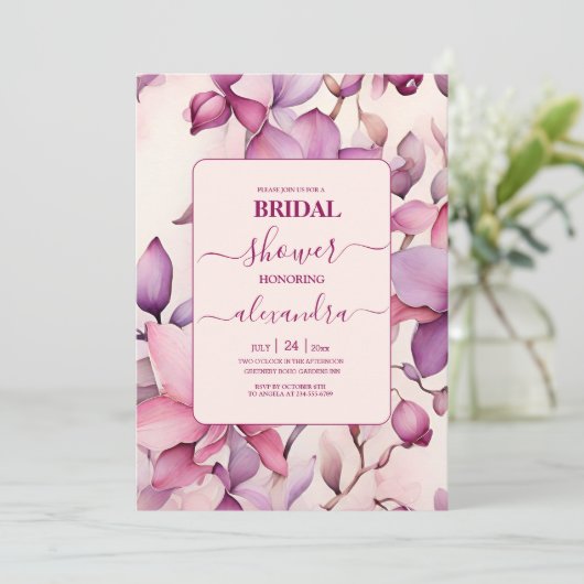 Roze Orchideeën Bloemen Vrijgezellenfeest Kaart (Staand voorkant)