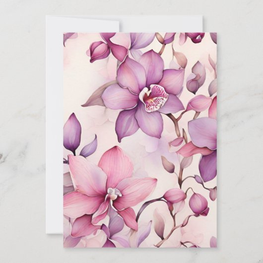 Roze Orchideeën Bloemen Vrijgezellenfeest Kaart (Achterkant)