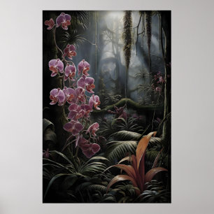 Roze Orchideeën Bosprint, Donkere Academische Goti Poster