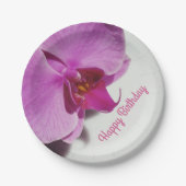 Roze orchideeën botanische flora papieren bordje (Voorkant)