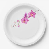 Roze Orchideeën Bruidsdouche Papieren Bordje (Voorkant)