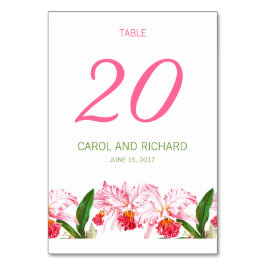 ROZE ORCHIDEEËN BRUILOFT TAFEL NUMMER KAART