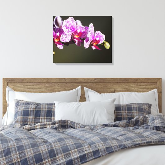 Roze orchideeën canvas afdruk (Insitu (Slaapkamer))