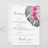 Roze Orchideeën en Monstera Tropische Welkom Kaart (Achterkant)