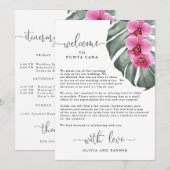 Roze orchideeën en Monstera tropische welkomst Kaart (Voorkant / Achterkant)