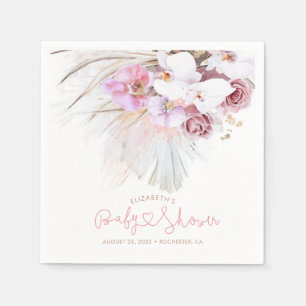 Roze orchideeën en Pampas Grass Elegant Boho Servet