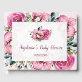 Roze orchideeën en Rozen Baby shower Gastenboek (Voorkant)
