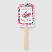Roze orchideeën en Rozen Baby shower Handwaaier (Achterkant)