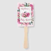 Roze orchideeën en Rozen Baby shower Handwaaier (Voorkant)