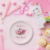 Roze orchideeën en Rozen Baby shower Papieren Bordje (Feest)