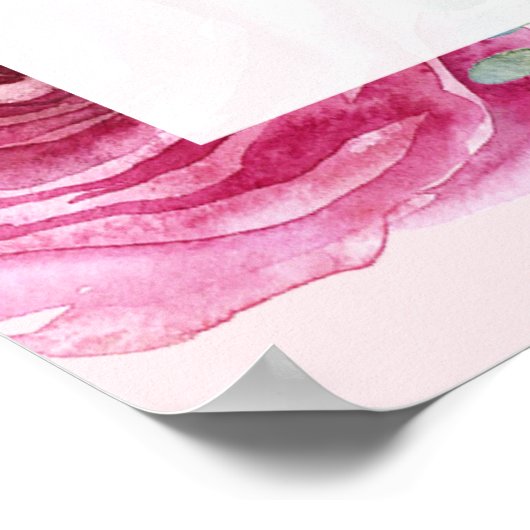 Roze orchideeën en Rozen Baby shower Poster (Hoek)