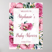 Roze orchideeën en Rozen Baby shower Poster (Voorkant)