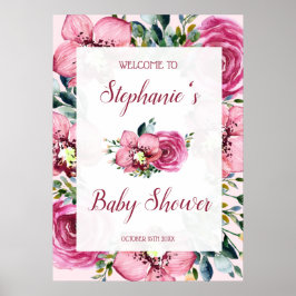 Roze orchideeën en Rozen Baby shower Poster