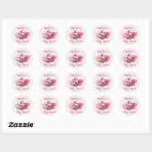Roze orchideeën en Rozen Baby shower Ronde Sticker (Vel)