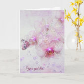 Roze orchideeën en vlinderdom denken van u kaart (Gele Bloem)