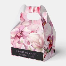 Roze Orchideeën en Zwarte Aquarel Favor Dozen