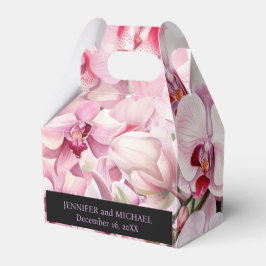 Roze Orchideeën en Zwarte Aquarel Favor Dozen Bedankdoosjes