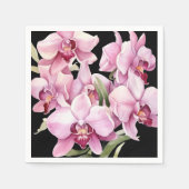 Roze orchideeën en zwarte bruiloft servet (Voorkant)