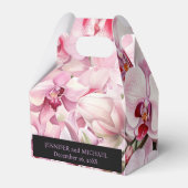 Roze Orchideeën en Zwarte Waterverf Favoriete Boxe Bedankdoosjes (Voorkant Zijde)