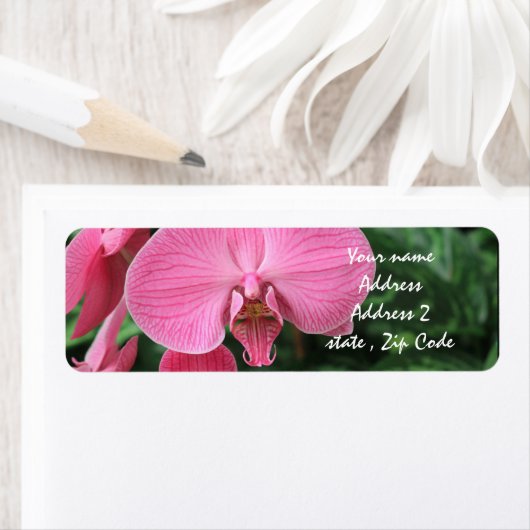 Roze orchideeën etiket (Insitu)